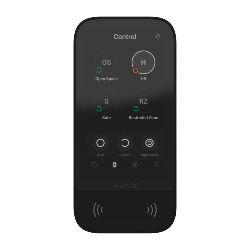 Ajax Teclado con pantalla táctil y RFID color negro AJ-KEYPADTOUCHSCREEN-B