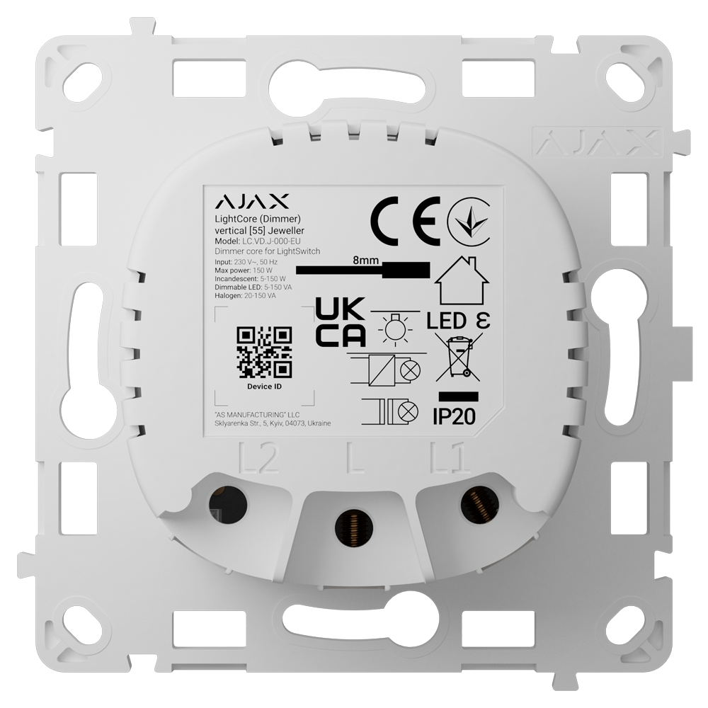 Ajax Relé interruptor de luz inteligente regulable AJ-LIGHTCORE-DIMMER-VERT
