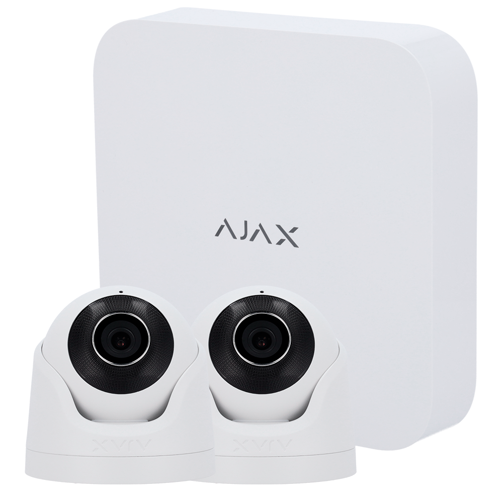 Ajax CCTV Kit de videovigilancia Ajax Grabador Ajax de 8 canales 5 MP AJ-NVRKIT108-2XTURRET-W