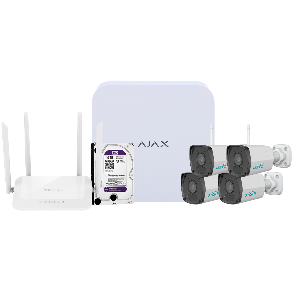 CCTV & Alarmas Kit de videovigilancia Ajax Grabador Ajax de 8 canales 2 MP, WiFi AJ-NVRKIT108B-2W