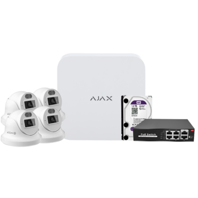 CCTV & Alarmas Kit de videovigilancia Ajax Grabador Ajax de 8 canales 4 MP AJ-NVRKIT108T-4
