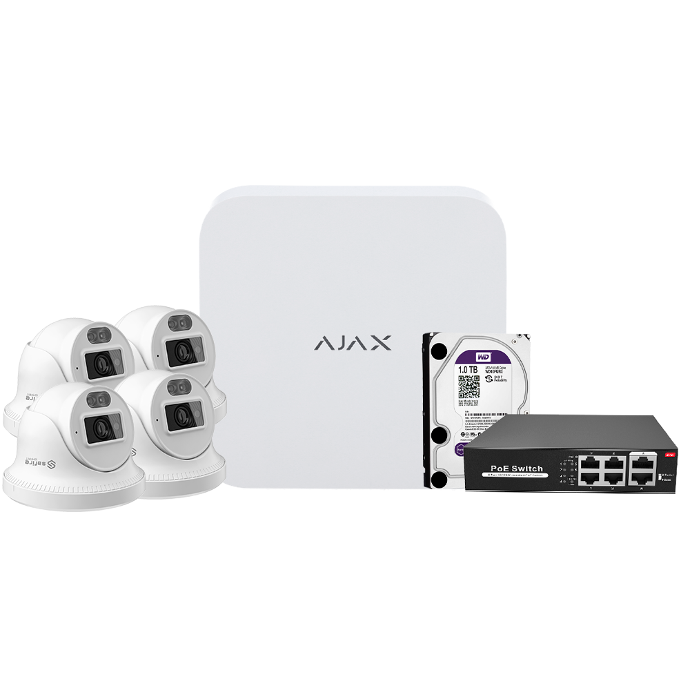 CCTV & Alarmas Kit de videovigilancia Ajax Grabador Ajax de 8 canales 4 MP AJ-NVRKIT108T-4