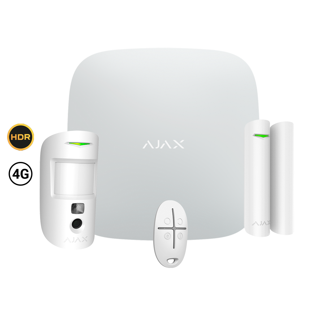 Ajax Kit de alarma profesional Certificado Grado 2 color blanco AJ-STARTERKIT-CAM-HDR-4G-W