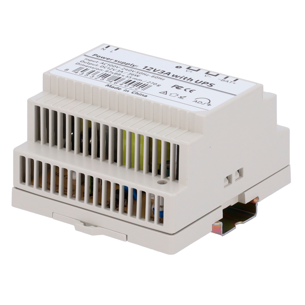 CCTV & Alarmas Fuente de alimentación con función UPS DC12V3A-DIN-UPS-P