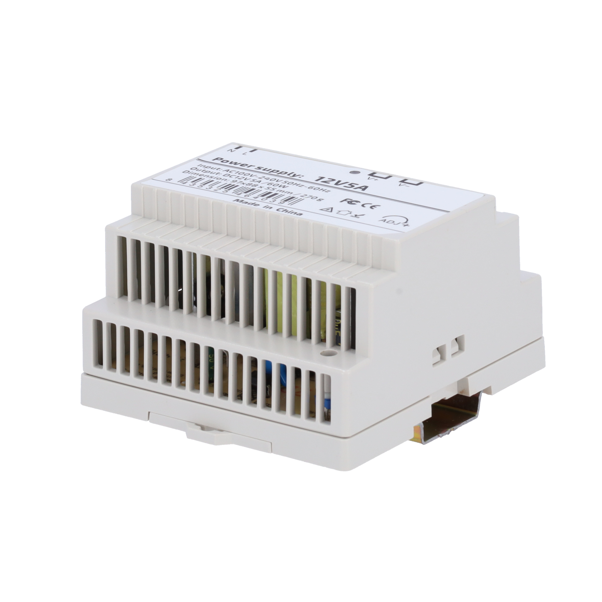 CCTV & Alarmas Fuente de alimentación Salida DC 12 V 5 A / 60 W DC12V5A-DIN-P