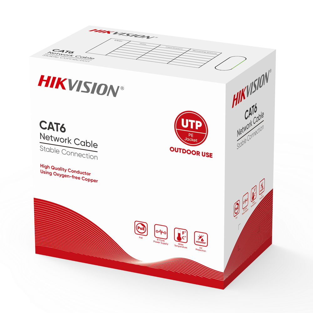 Hikvision cable UTP categoría 6 DS-1LN6OUTPE black 305m