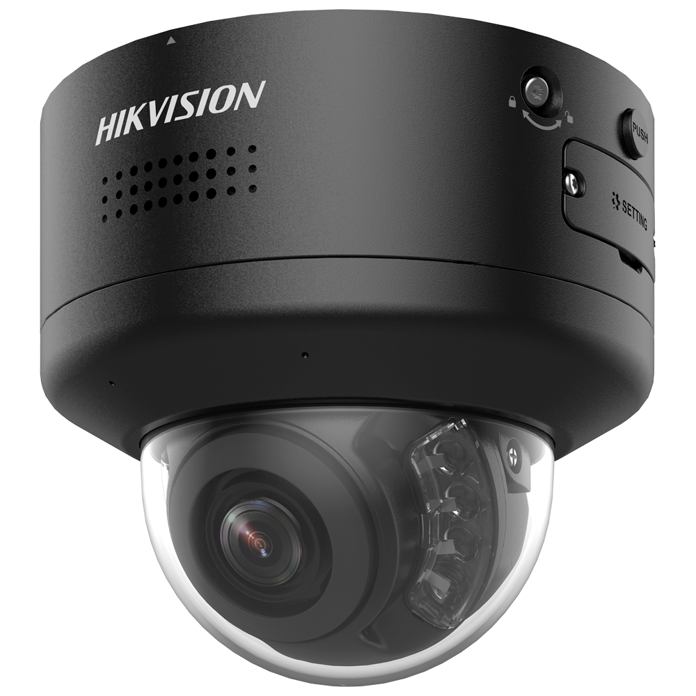 Hikvision cámara Domo IP gama PRO 4 MPx color negro 4 MP, 2.8 ~ 12 mm Motorizada, PoE DS-2CD2747G2H-LIPTRZS2U/SL(2812)BLK