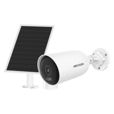 Hikvision Cámara bullet IP 4G con panel solar color blanco 4 MP, 2.8 mm, PoE DS-2CFS04/4G(2.8mm)