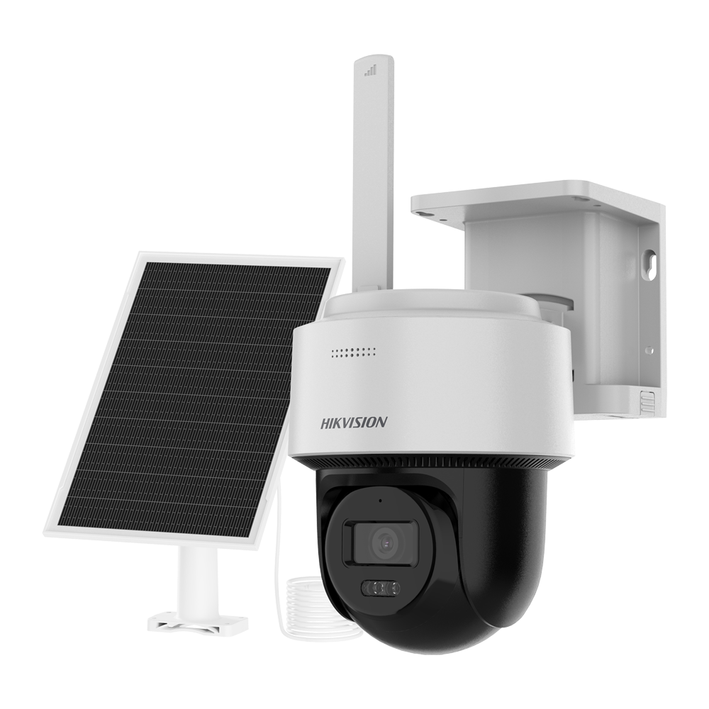 Hikvision Cámara PTZ IP 4G con panel solar VALUE color blanco 4 MP, 2.8 mm, PoE DS-2CFSP4/4G(2.8mm)