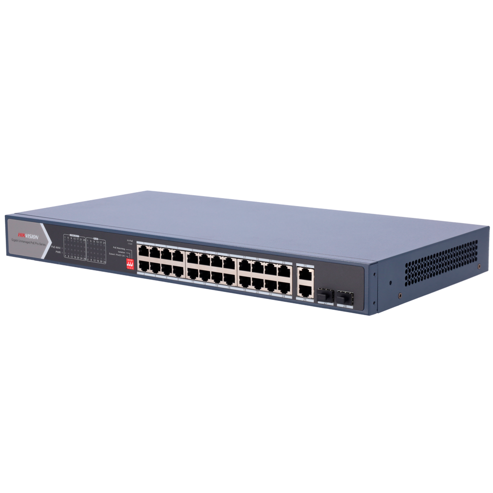 Hikvision Switch PoE Hikvision 24 RJ45 Gigabit + 4 uplink Gigabit RJ45/SFP DS-3E0528HP-E