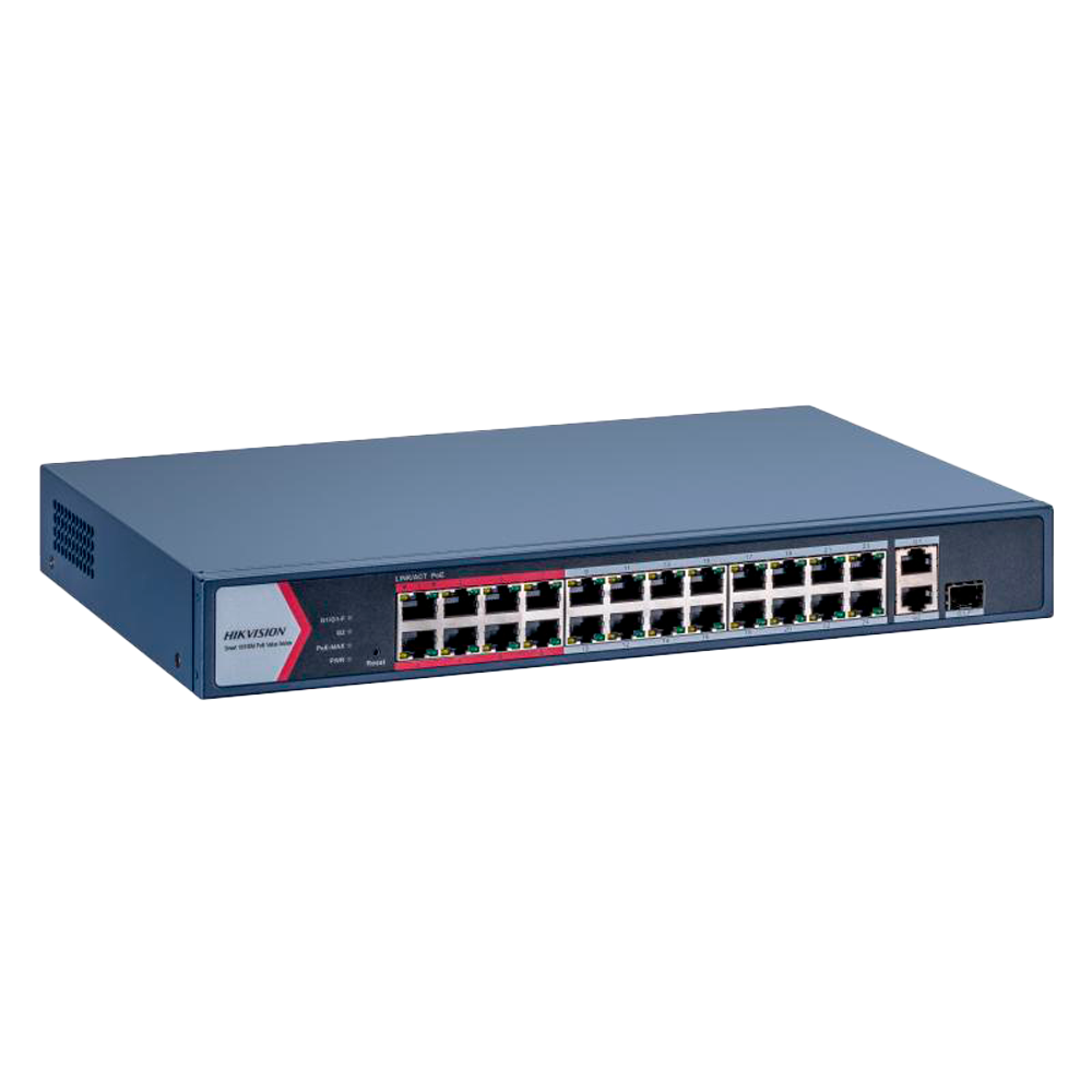 Hikvision Switch PoE Hikvision 24 puertos RJ45 FE +1 x GE RJ45 + 1x GE RJ45/SFP DS-3E1326P-EI/M