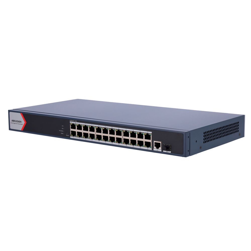 Hikvision Switch PoE Hikvision 24 puertos RJ45 GE + 2 puertos Gigabit RJ45/SFP DS-3E1526P-EI/M