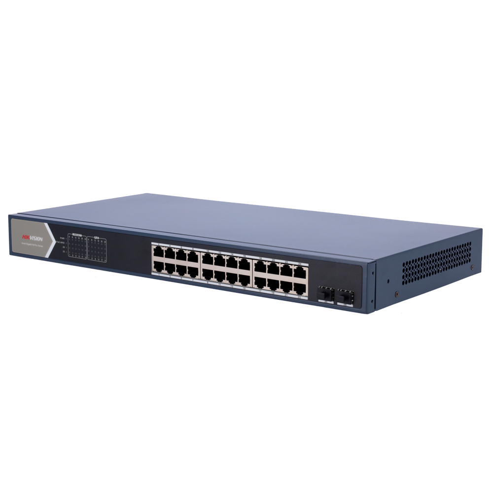 Hikvision Switch PoE Hikvision 24 puertos RJ45 GE + 2 puertos Gigabit SFP DS-3E1526P-SI
