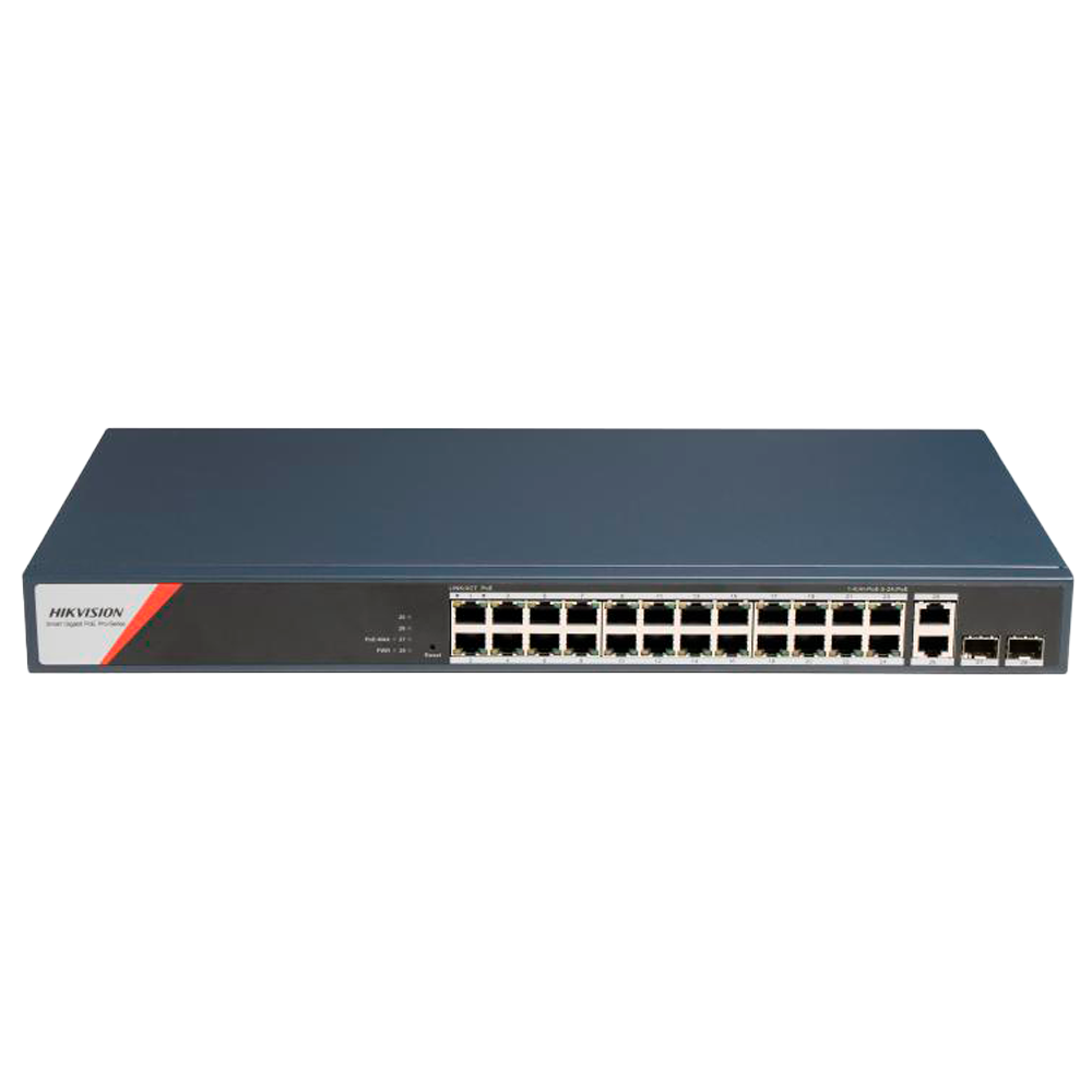Hikvision Switch PoE Hikvision 24 puertos RJ45 GE + 2 puertos Gigabit RJ45/SFP DS-3E1528HP-SI-24P2T2F