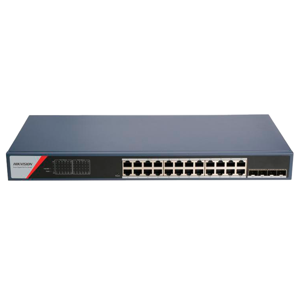 Hikvision Switch PoE Hikvision 24 puertos RJ45 GE + 4 puertos Gigabit SFP DS-3E1528P-SI-24P4F