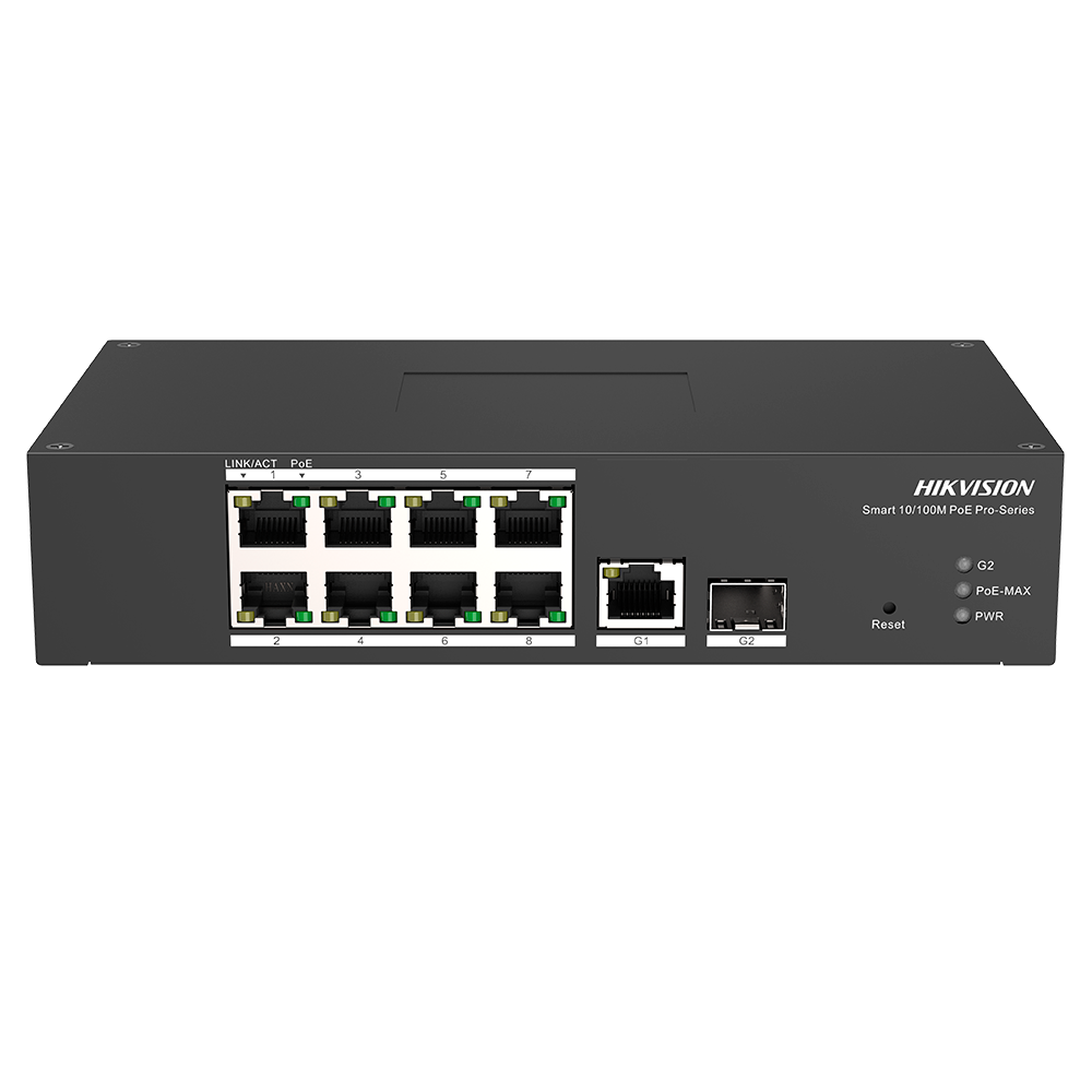 Hikvision Switch PoE Hikvision 8 puertos RJ45 FE + 1 puerto Gigabit RJ45/SFP DS-3T1310P-SI/HS