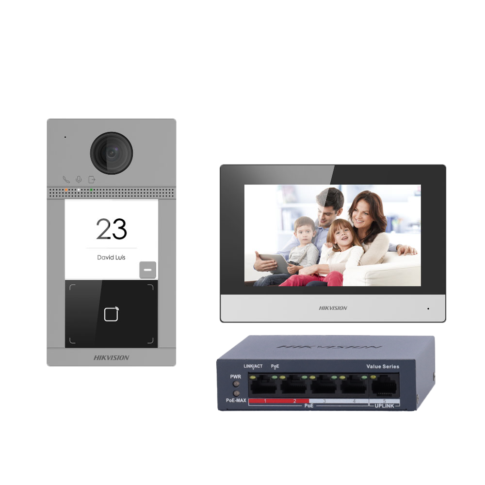 Hikvision Kit de videoportero con dos relés DS-KIS604-S(C)