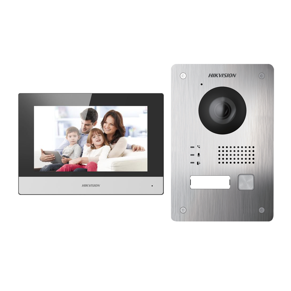 Hikvision Kit de videoportero Tecnología 2 hilos con TCP/IP & WiFi DS-KIS703Y-P
