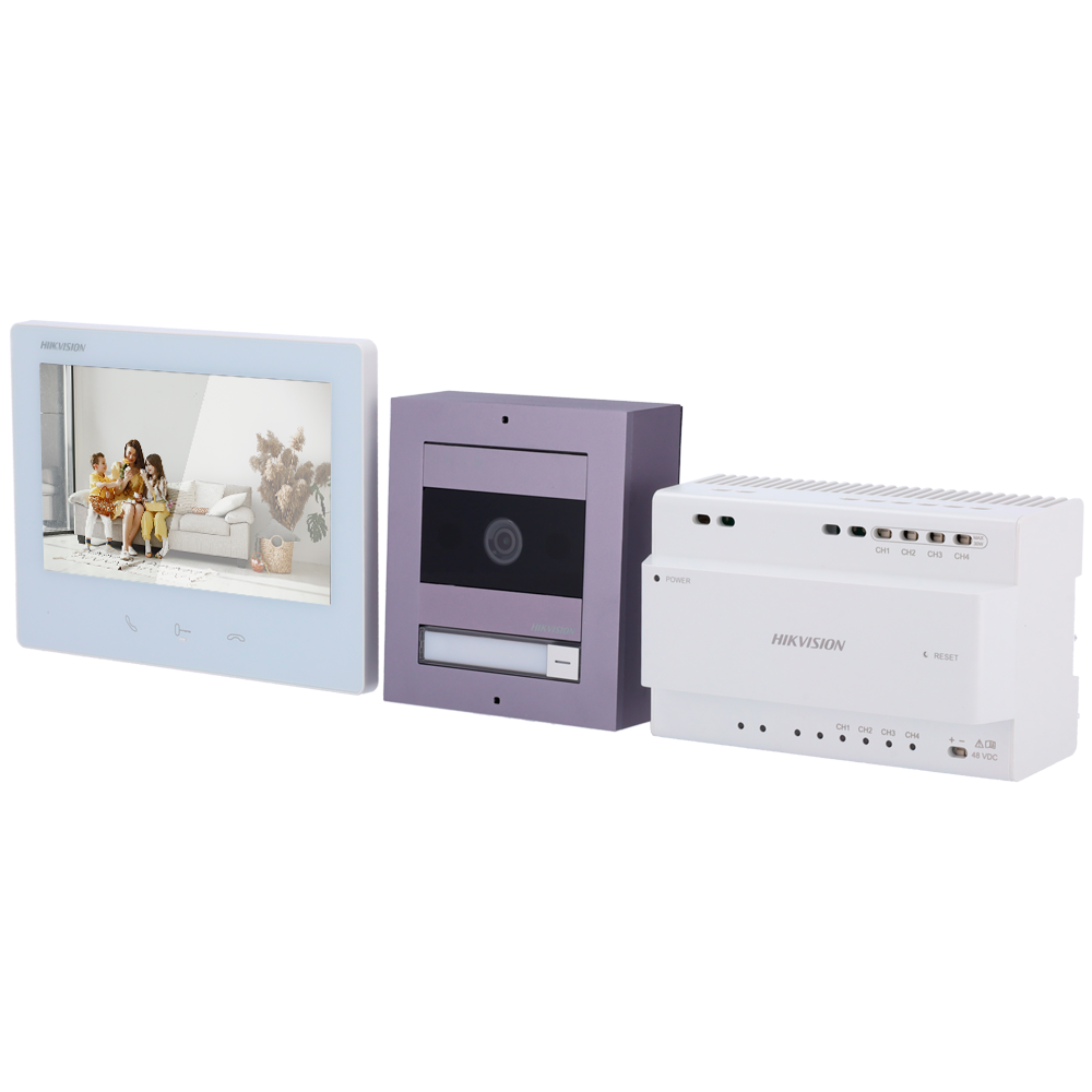 Hikvision Kit de videoportero Tecnología 2 hilos HD con WiFi DS-KIS704EY/Aluminum
