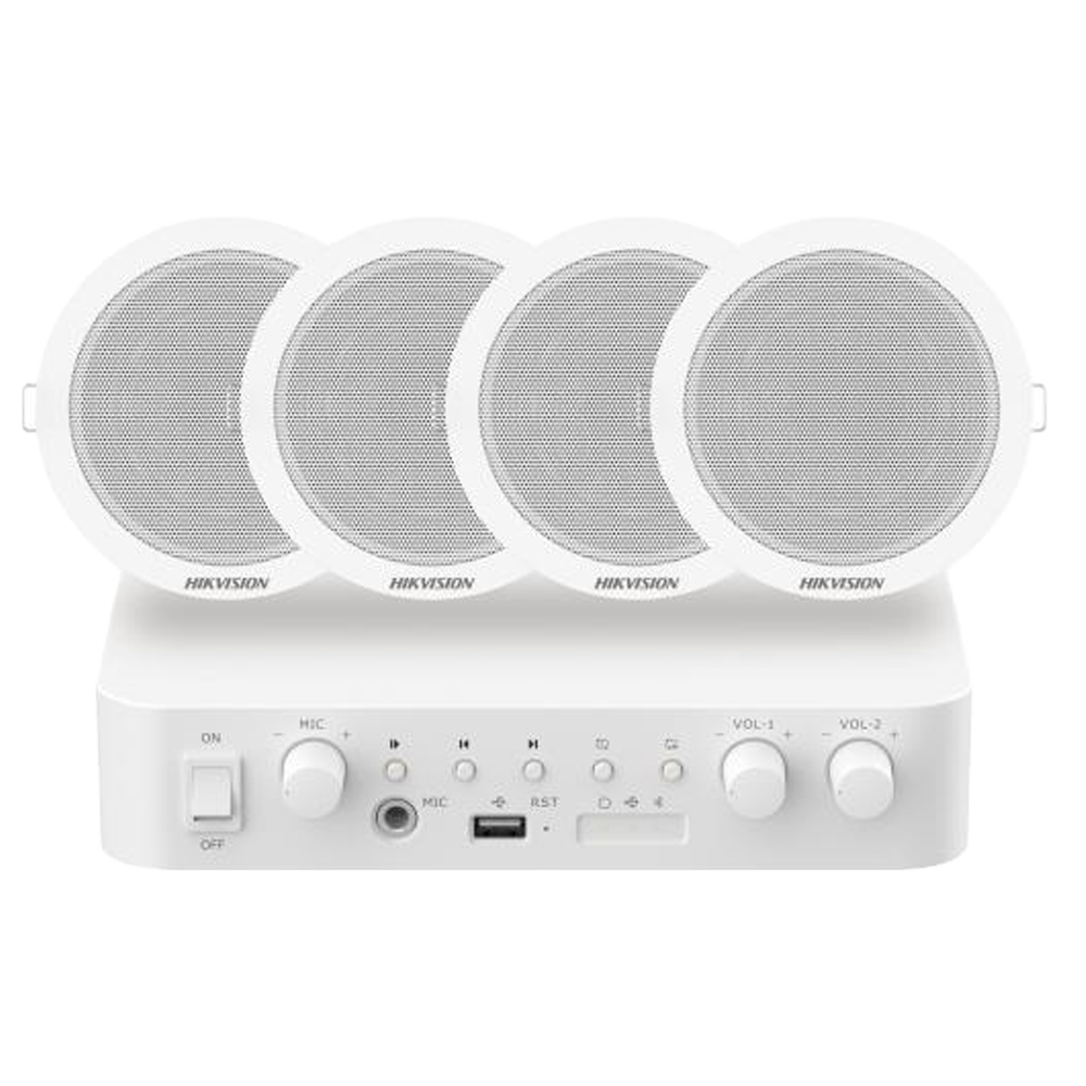 Hikvision Kit de audio Amplificador 60 W color blanco DS-QAE0KA60206-4