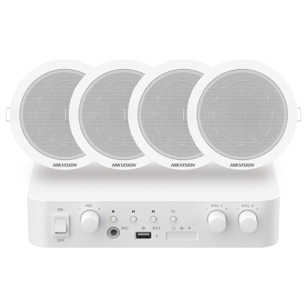 Hikvision Kit de audio Amplificador 80 W color blanco DS-QAE1KA80206-4