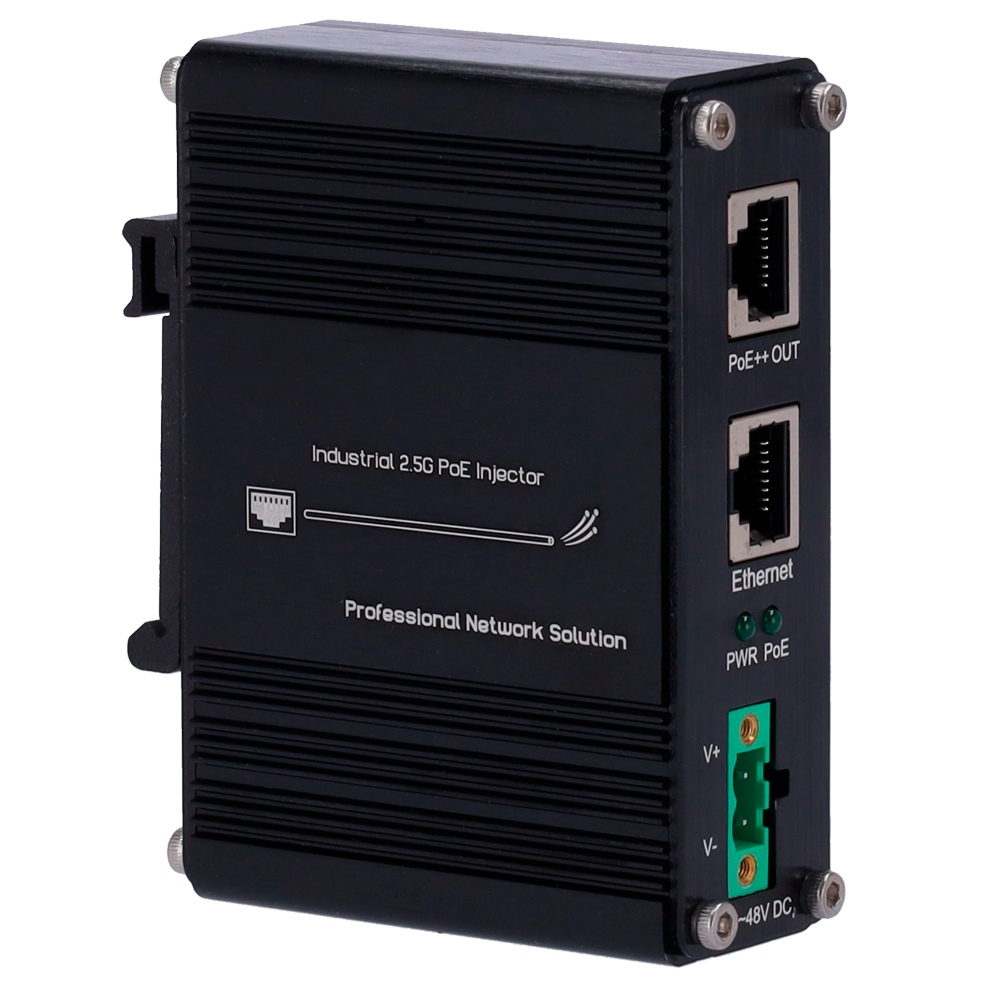 CCTV & Alarmas Inyector Hi PoE Industrial INJ-IPOE-60W-2.5G-DC