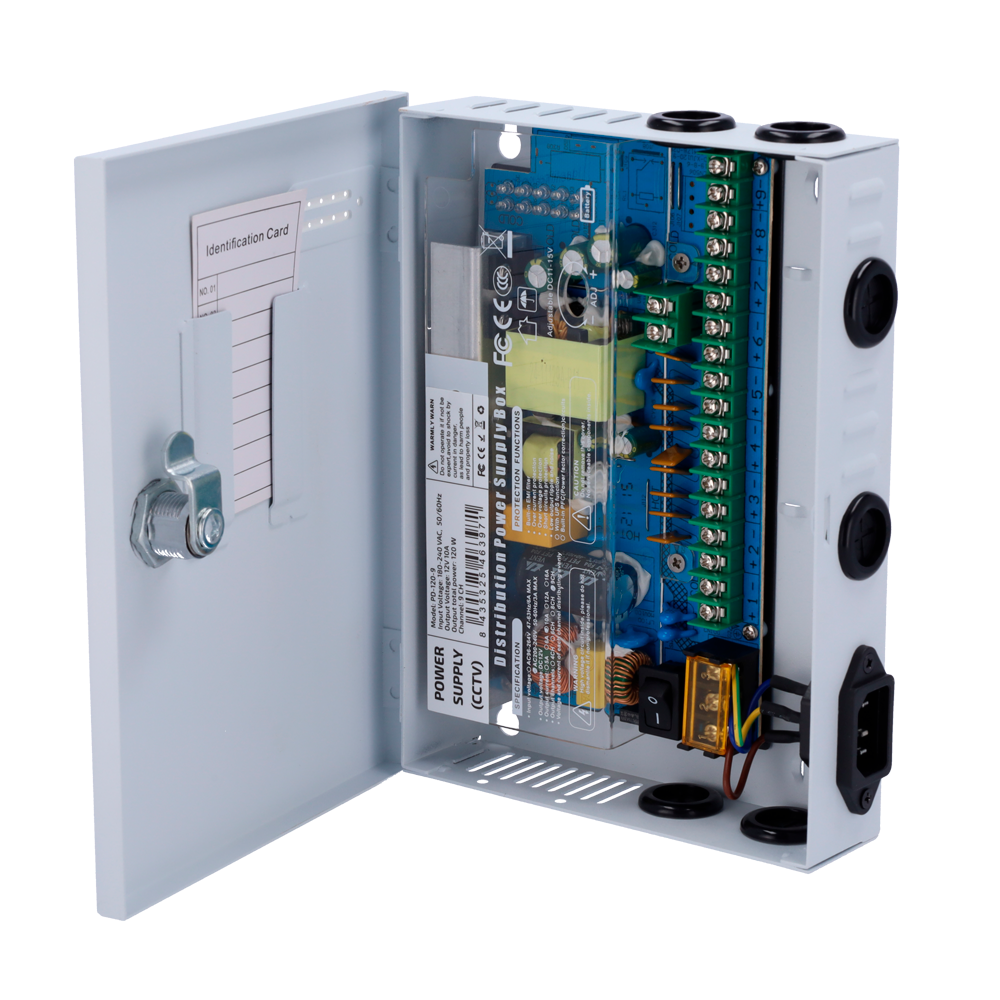 CCTV & Alarmas Caja de distribución de alimentación PD-120-9-FUSE