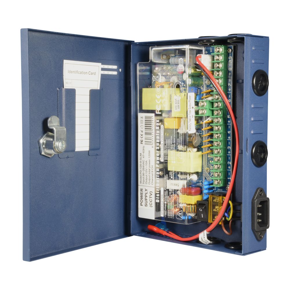 CCTV & Alarmas Caja de distribución de alimentación Slim PD-120-9-SLIM