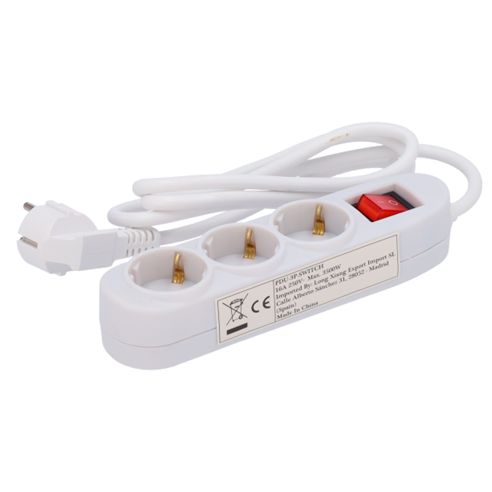 CCTV & Alarmas Regleta 3 salidas hasta 250VAC / 16 A max PDU-3P-SWITCH