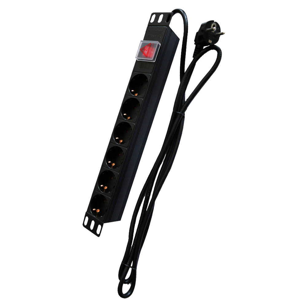 CCTV & Alarmas Regleta Formato enrackable 1U color negro PDU-6P1U-SWITCH
