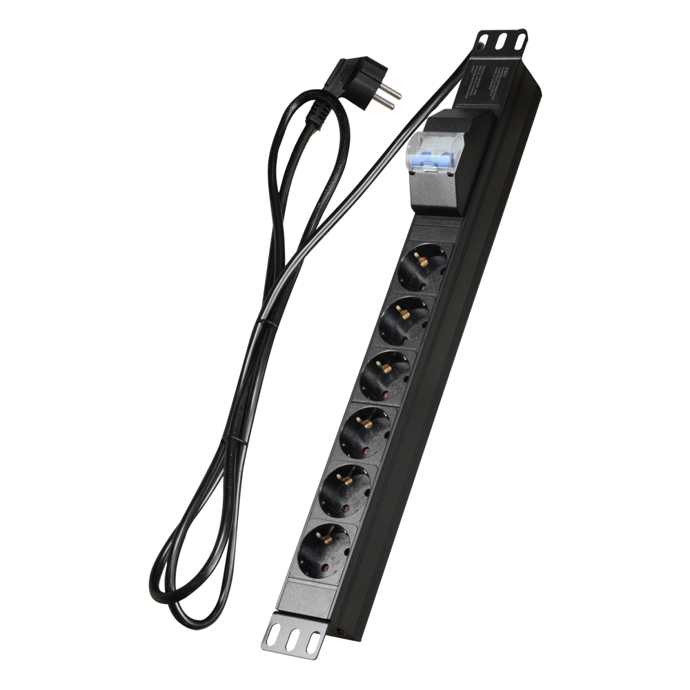 CCTV & Alarmas Regleta Diseñada para racks estandarizados de 19" color negro PDU-6PN