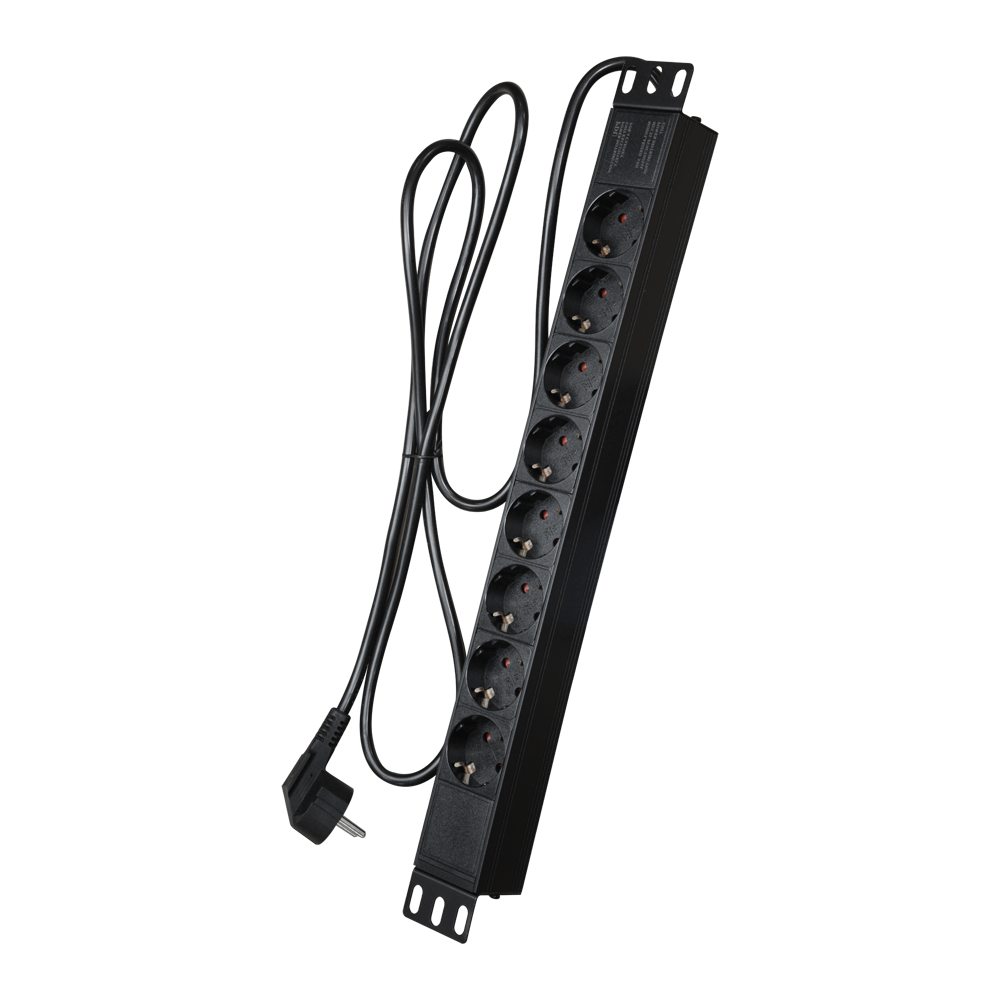 CCTV & Alarmas Regleta Diseñada para racks estandarizados de 19" color negro PDU-8P1U