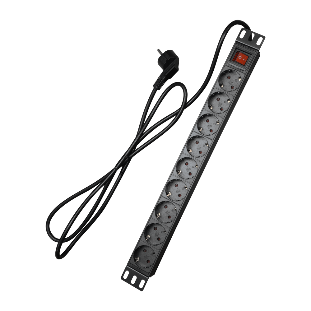 CCTV & Alarmas Regleta Formato enrackable 1U color negro PDU-9P1U-SWITCH