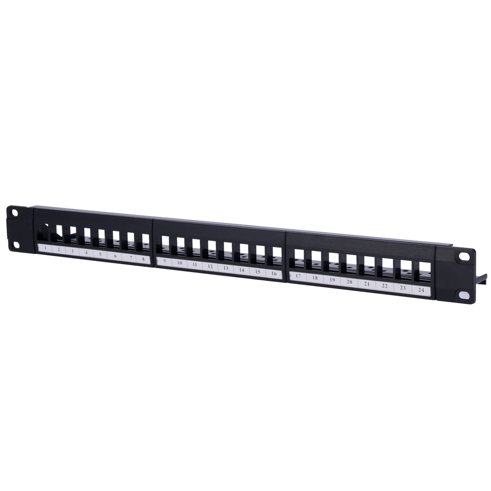 CCTV & Alarmas Patch panel vacio de 24 puertos UTP/RJ45 color negro PP-24BLANK