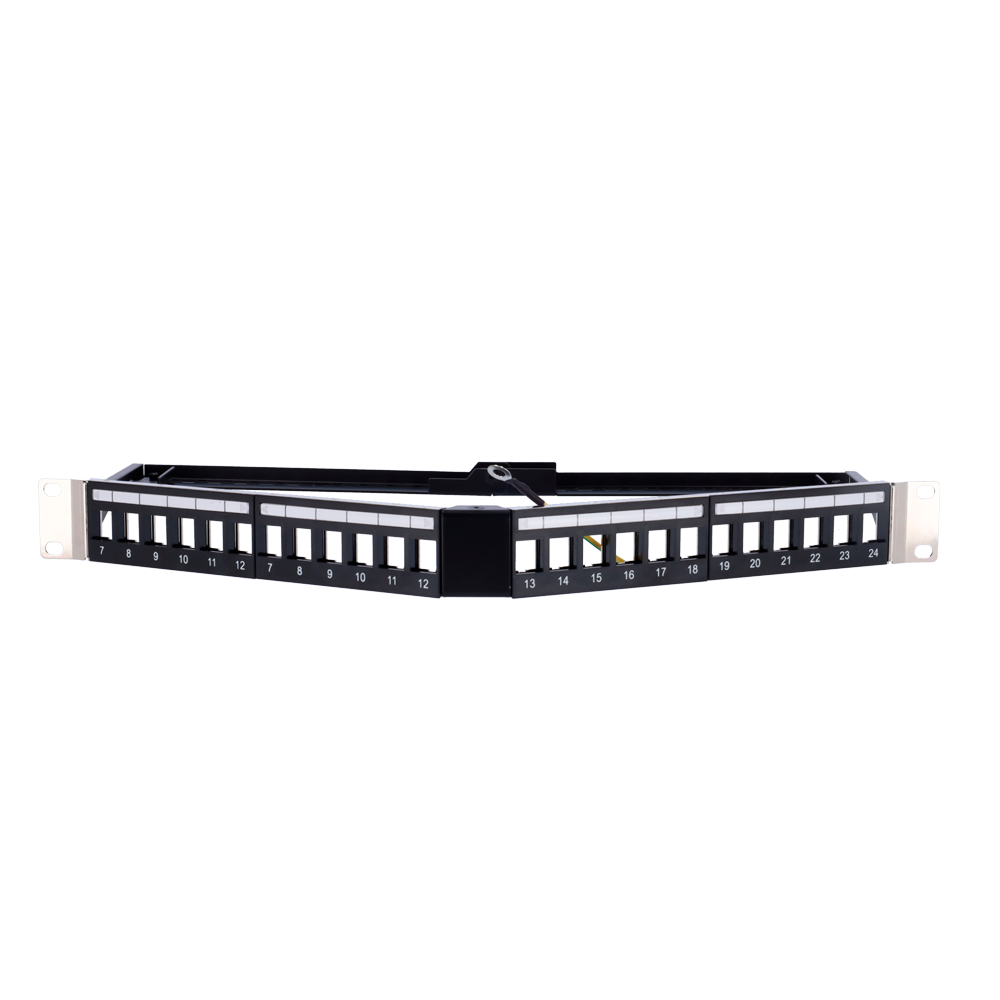 CCTV & Alarmas Patch panel angular vacío 24 puertos FTP color negro PP-A24FTP
