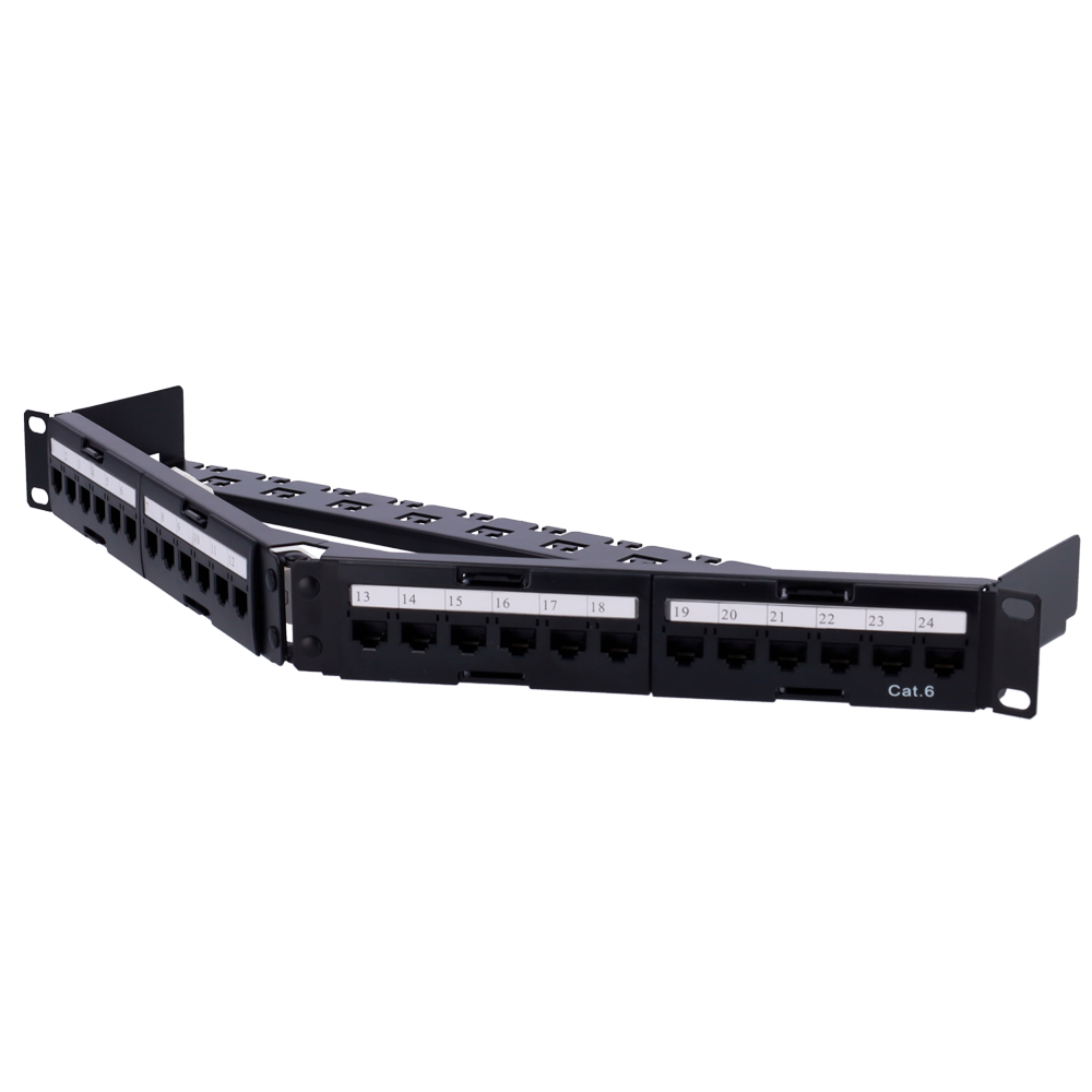 CCTV & Alarmas Patch panel angular de 24 puertos UTP color negro PP-A24UTP6