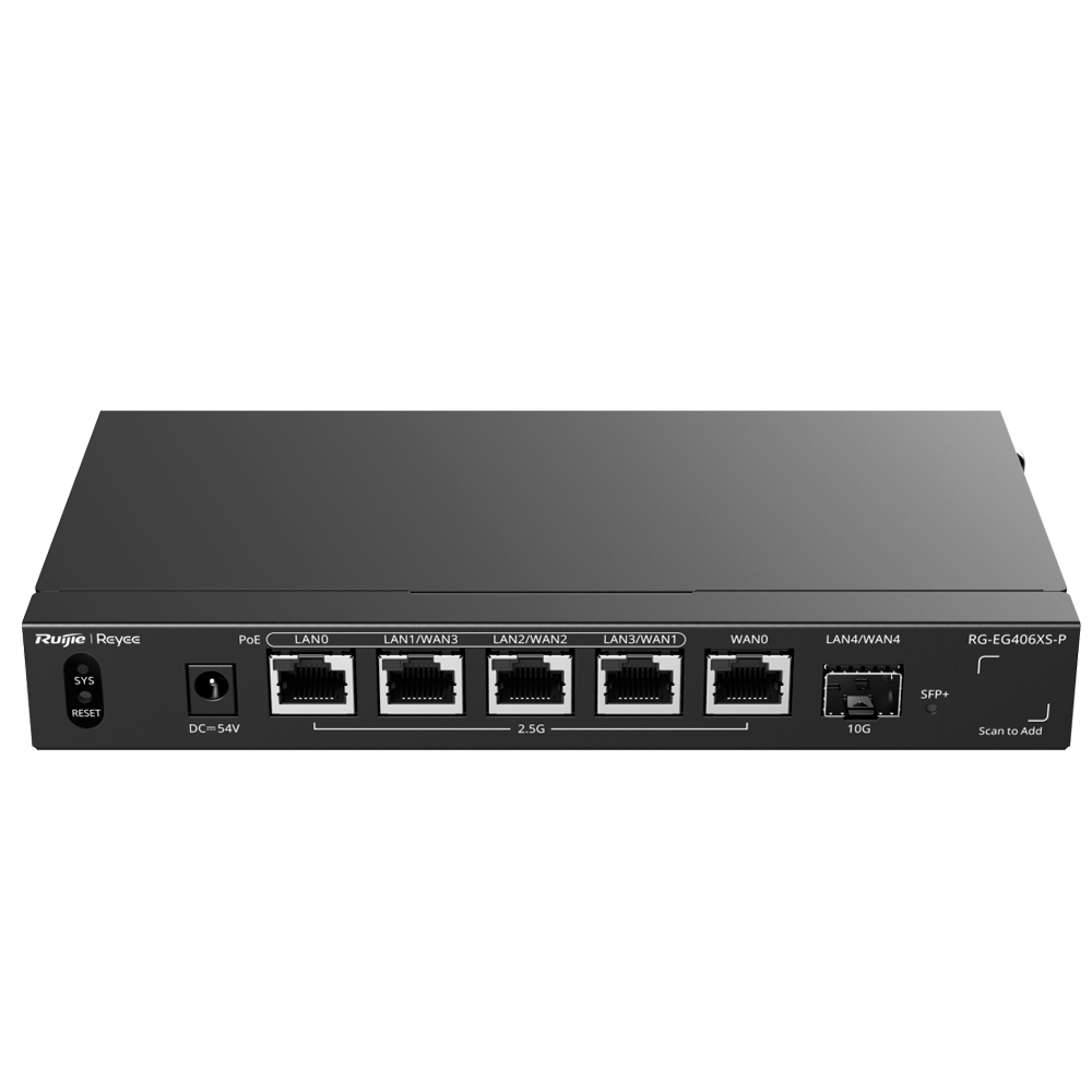 Reyee Router Cloud 5 Puertos RJ45 2.5G (4 PoE+) + 1 SFP+ 10Gigabit RG-EG406XS-P