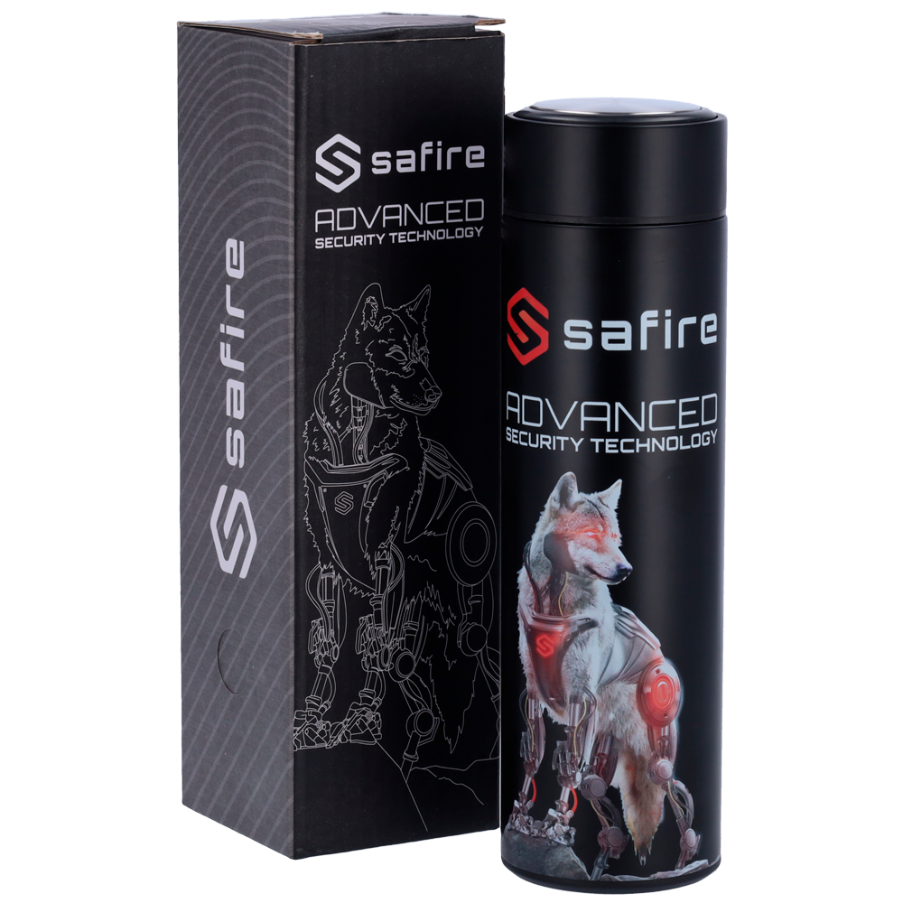 Safire SafireBotellaColor negroAnillo de selladoAcero inoxidable 304 SF-BOTTLE-WOLF