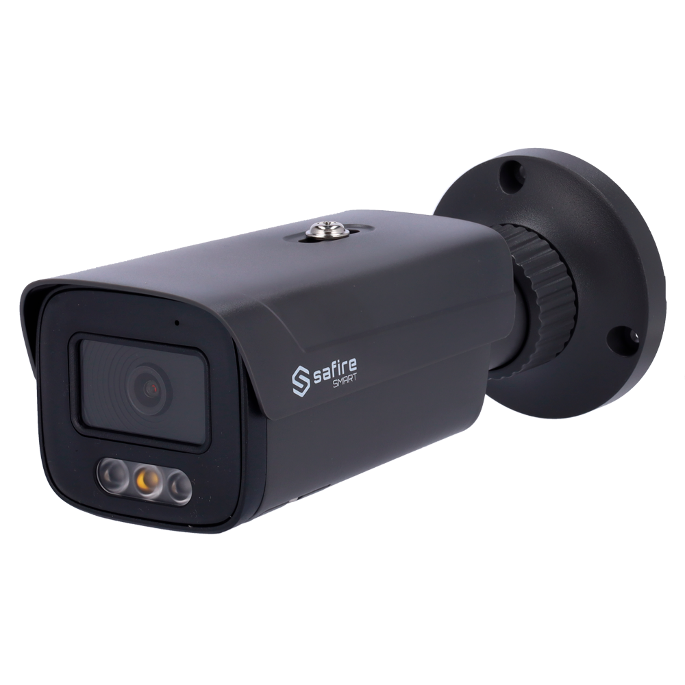 Safire Smart Cámara Bullet IP gama E1 Inteligencia Artificial color blanco 4 MP, 2.8 mm, WiFi, PoE SF-IPB380A-4E1-DL-GREY