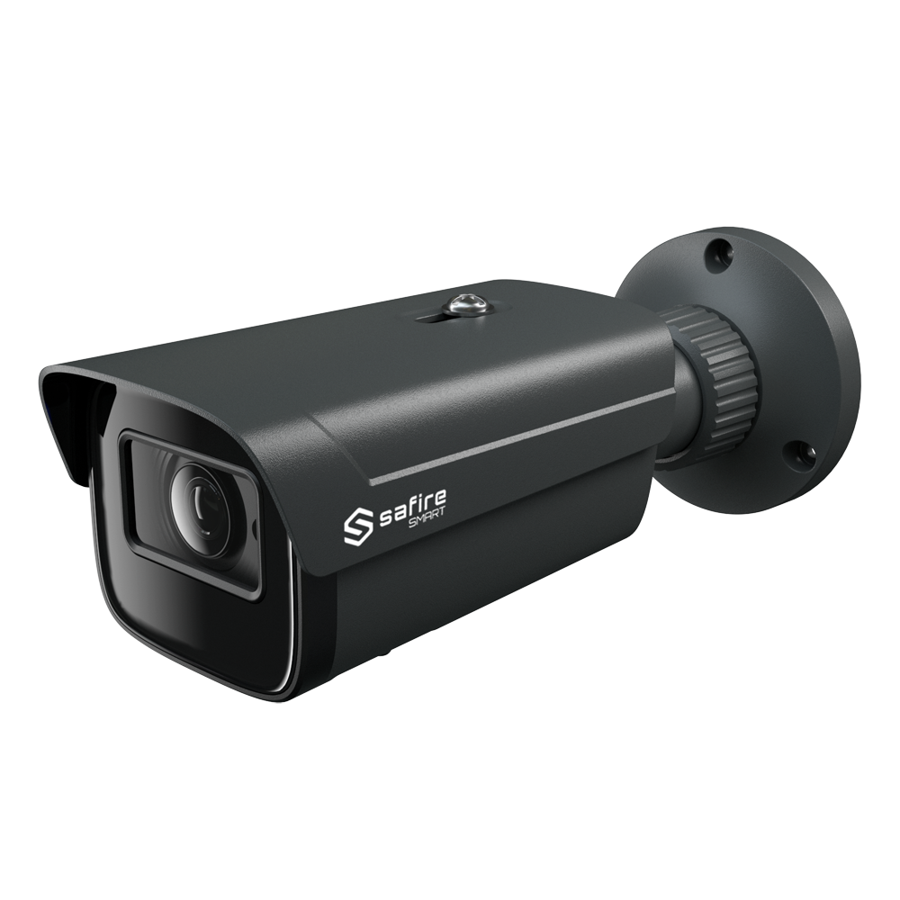Safire Smart Cámara Bullet IP gama E1 Inteligencia Artificial color gris 4 MP, 2.8 ~ 12 mm Motorizada, WiFi, PoE SF-IPB580ZA-4E1-GREY