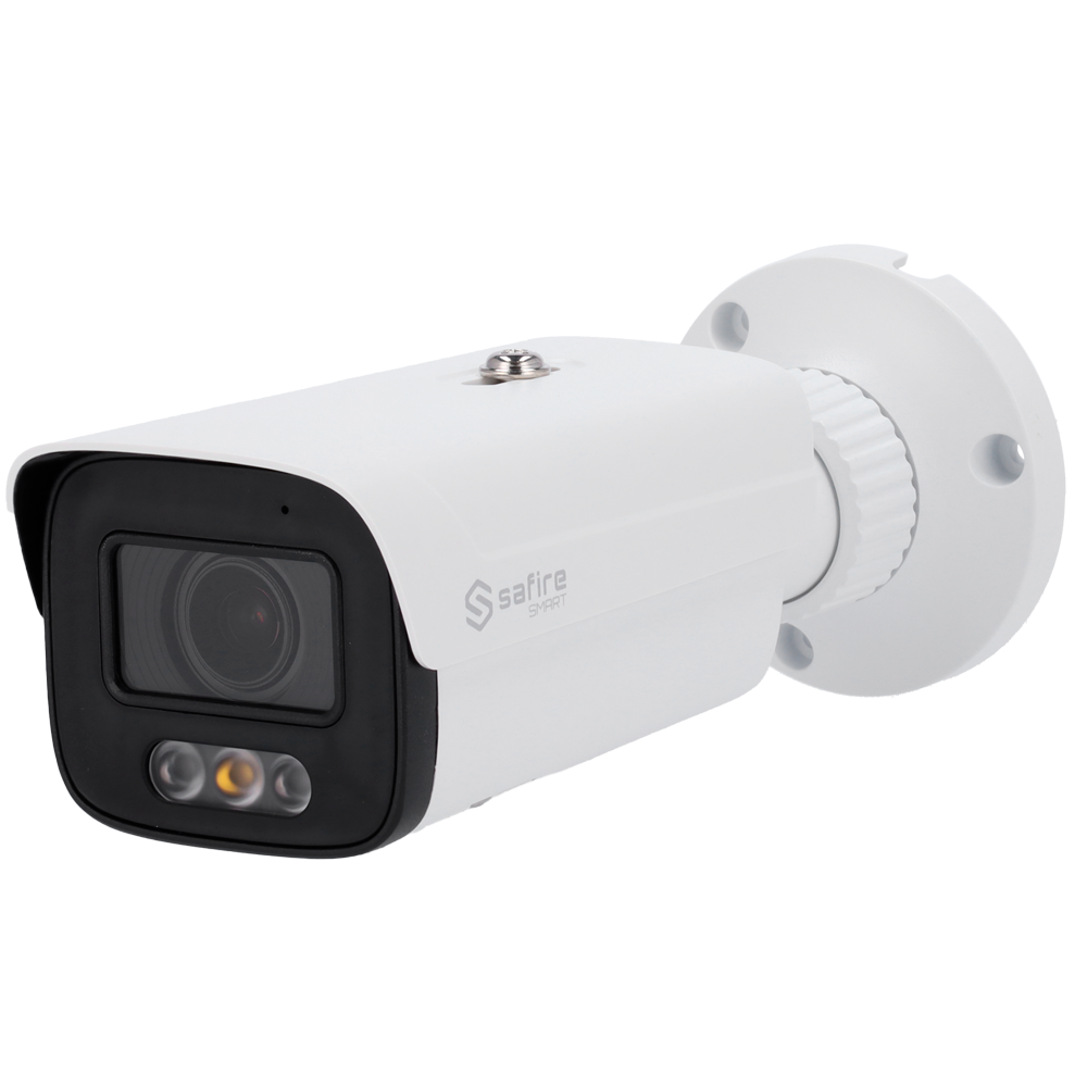 Safire Smart cámara Bullet IP gama E1 con AI color blanco 4 MP, 2.8 ~ 12 mm Motorizada, WiFi, PoE SF-IPB580ZA-4E1-NIGHT