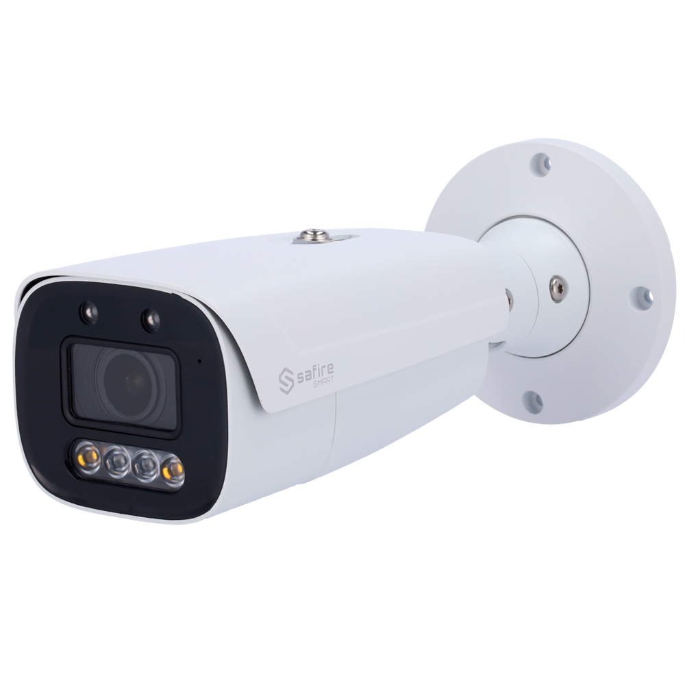 Safire Smart Cámara Bullet IP gama I1 con Disuasión activa color blanco 8 MP, 2.8 ~ 12 mm Motorizada, WiFi, PoE SF-IPB580ZCA-8I1-SL
