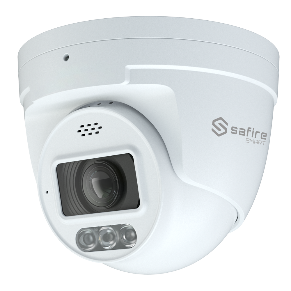 Safire Smart Cámara Turret IP gama I1 con Disuasión activa color blanco 8 MP, 2.8 mm, WiFi, PoE SF-IPT011CA-8I1-SL