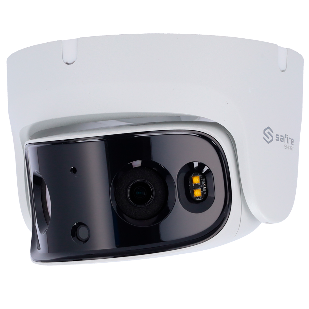 Safire Smart Cámara Turret IP gama I1 panorámica color blanco 8 MP, 2x 2.8 mm, WiFi, PoE SF-IPT180CA-8I1-SL