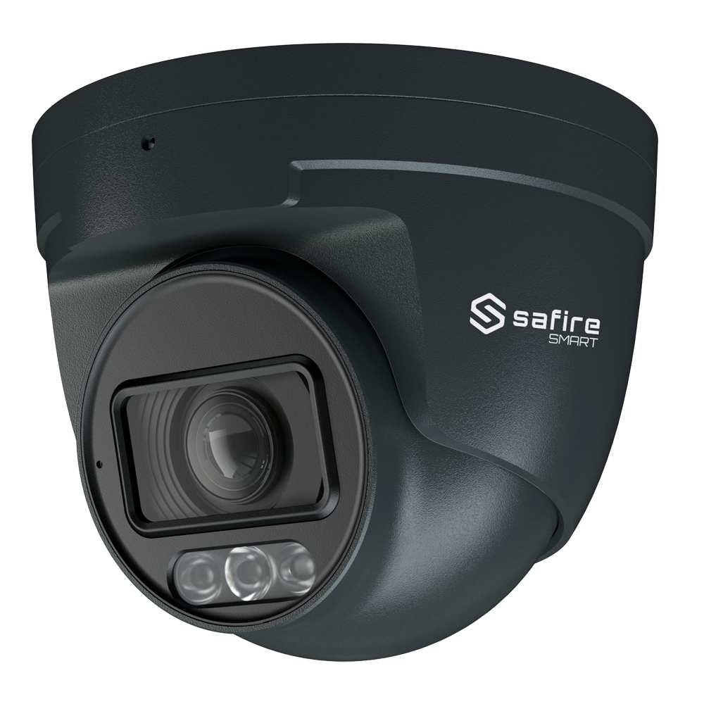 Safire Smart Cámara Turret IP gama E1 AI color gris 4 MP, 2.8 ~ 12 mm Motorizada, WiFi, PoE SF-IPT511ZA-4E1-DL-GREY
