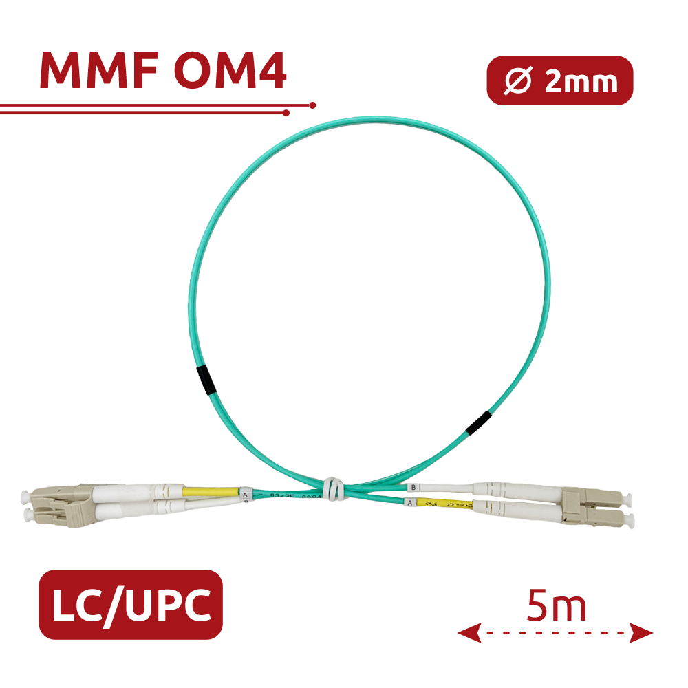 Safire Cable de conexión de fibra óptica color aqua SF-LC-UPC-LC-UPC-OM4-DX-5M-A