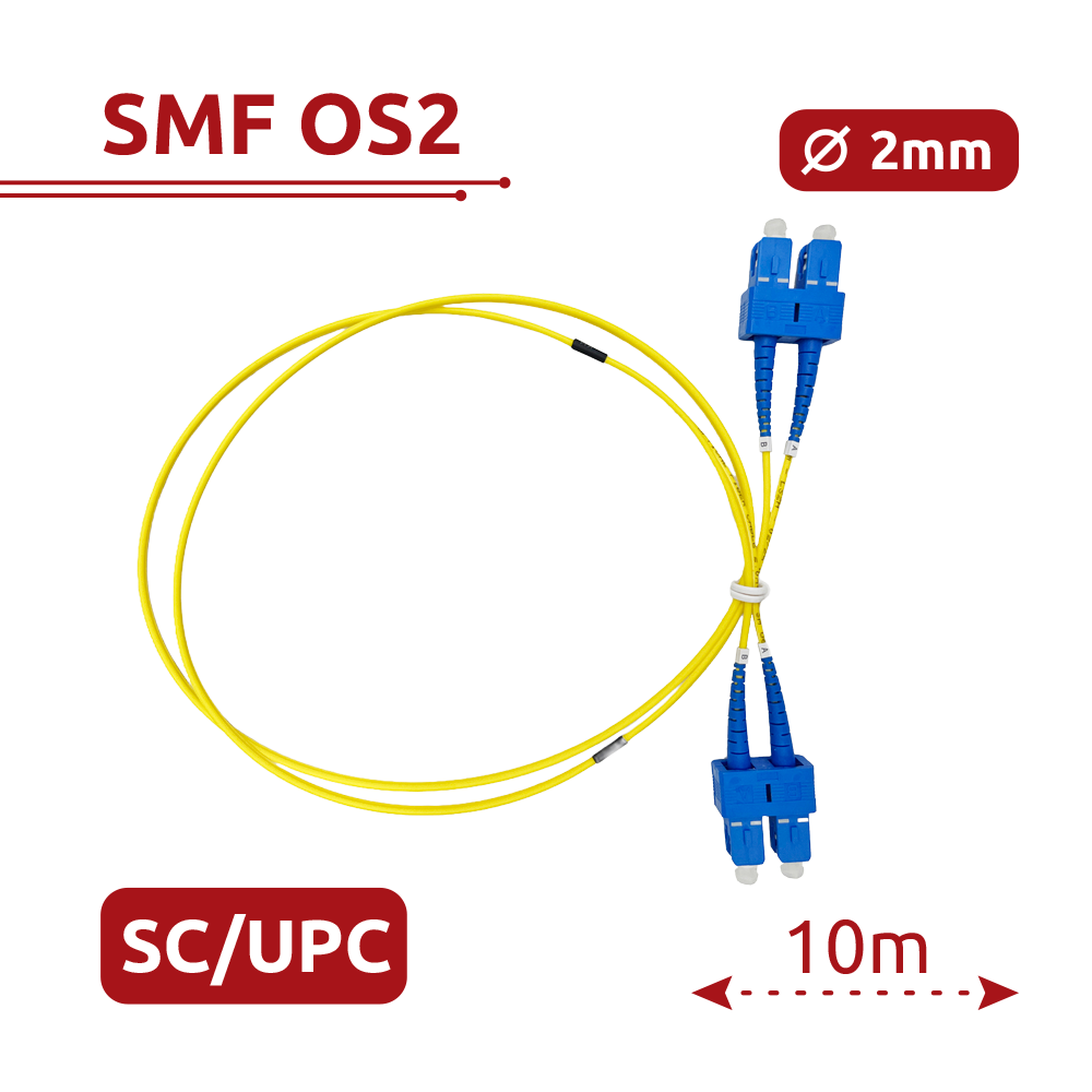 Safire Cable de conexión de fibra óptica color amarillo SF-SC-UPC-SC-UPC-OS2-DX-10M-Y