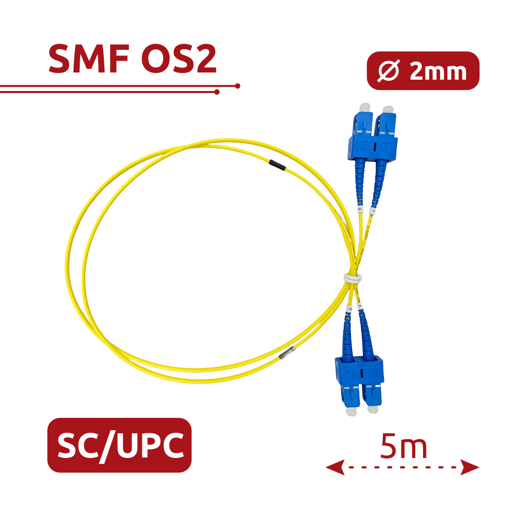 Safire Cable de conexión de fibra óptica color amarillo SF-SC-UPC-SC-UPC-OS2-DX-5M-Y