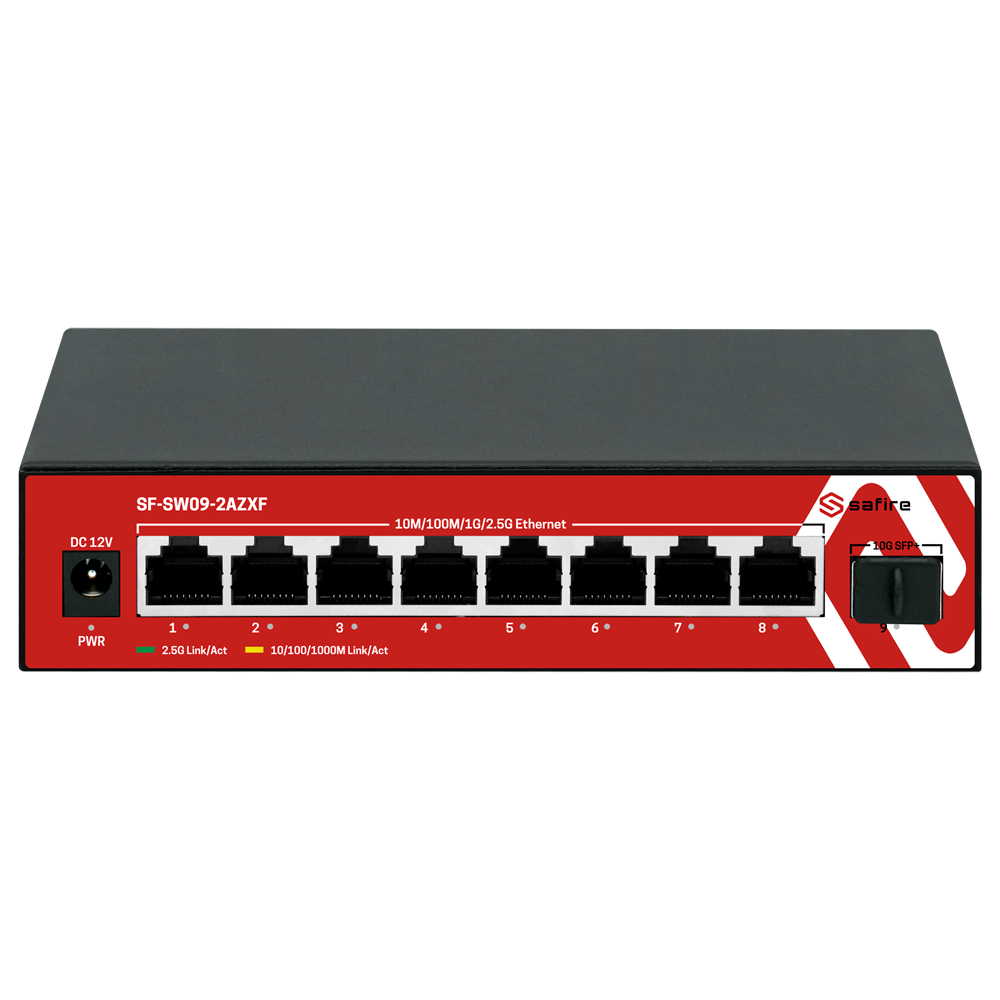 Safire Switch Multigagibit 2,5Gbps 8 puertos + 1 Uplink SFP 10G SF-SW09-2AZXF