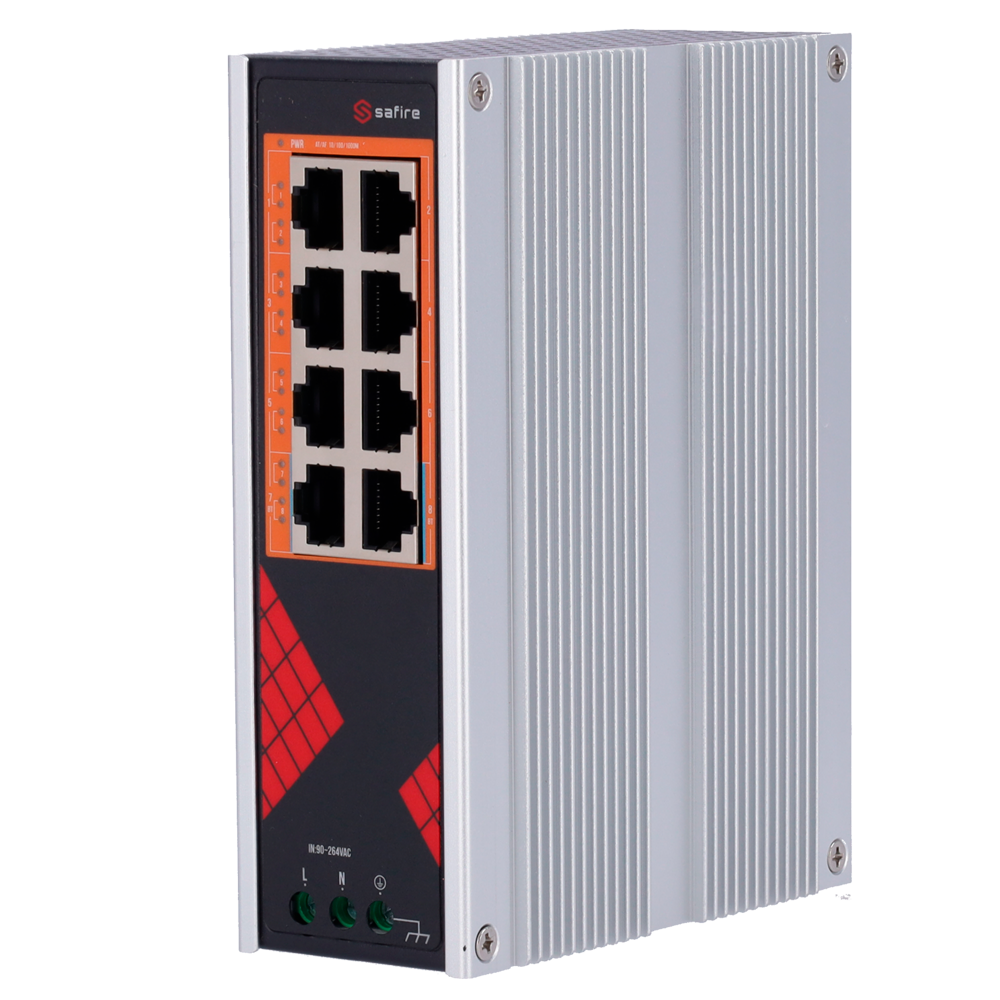 Safire Switch Industrial Alimentación AC 90~264V SF-SWI08HIPOE-G-AC-130-DIN